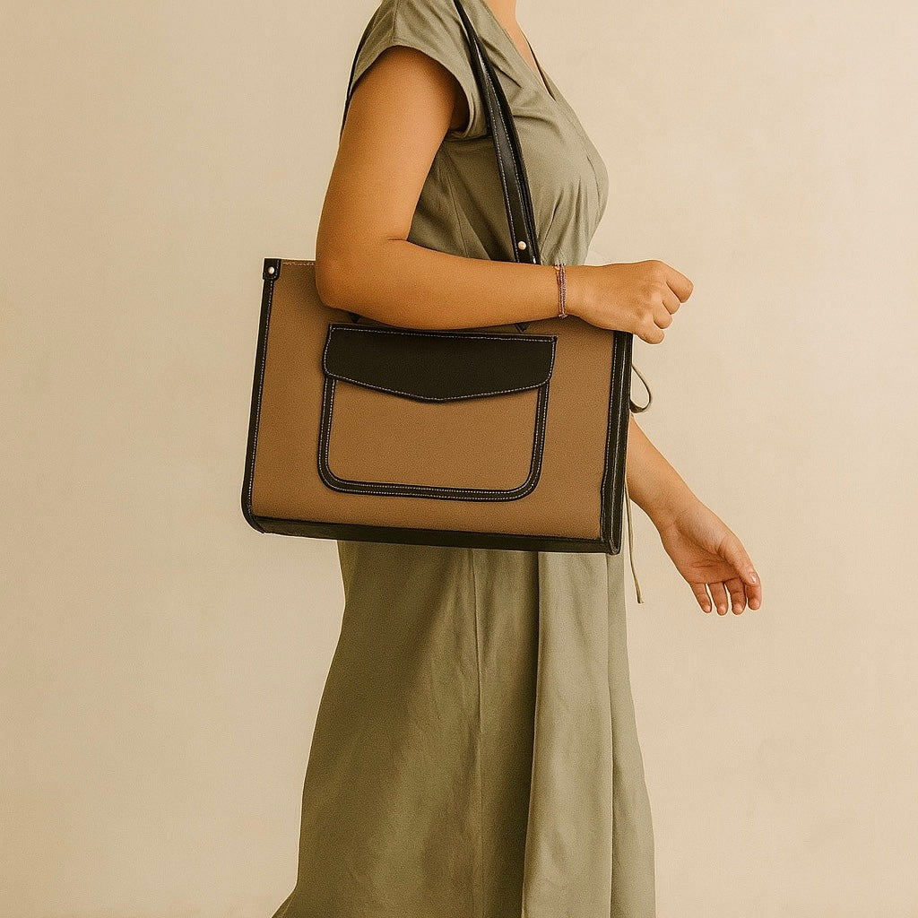 Canelle Tote Bag|| Front Compartment|| Laptop Friendly