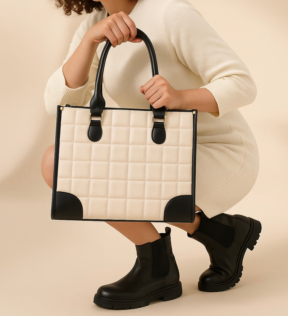 The Grid Tote Bag|| Laptop Friendly