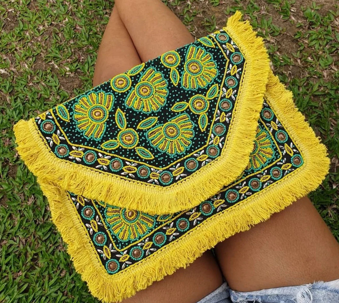 Yellow Petals|| Hand Embroidered Boho Sling Bag