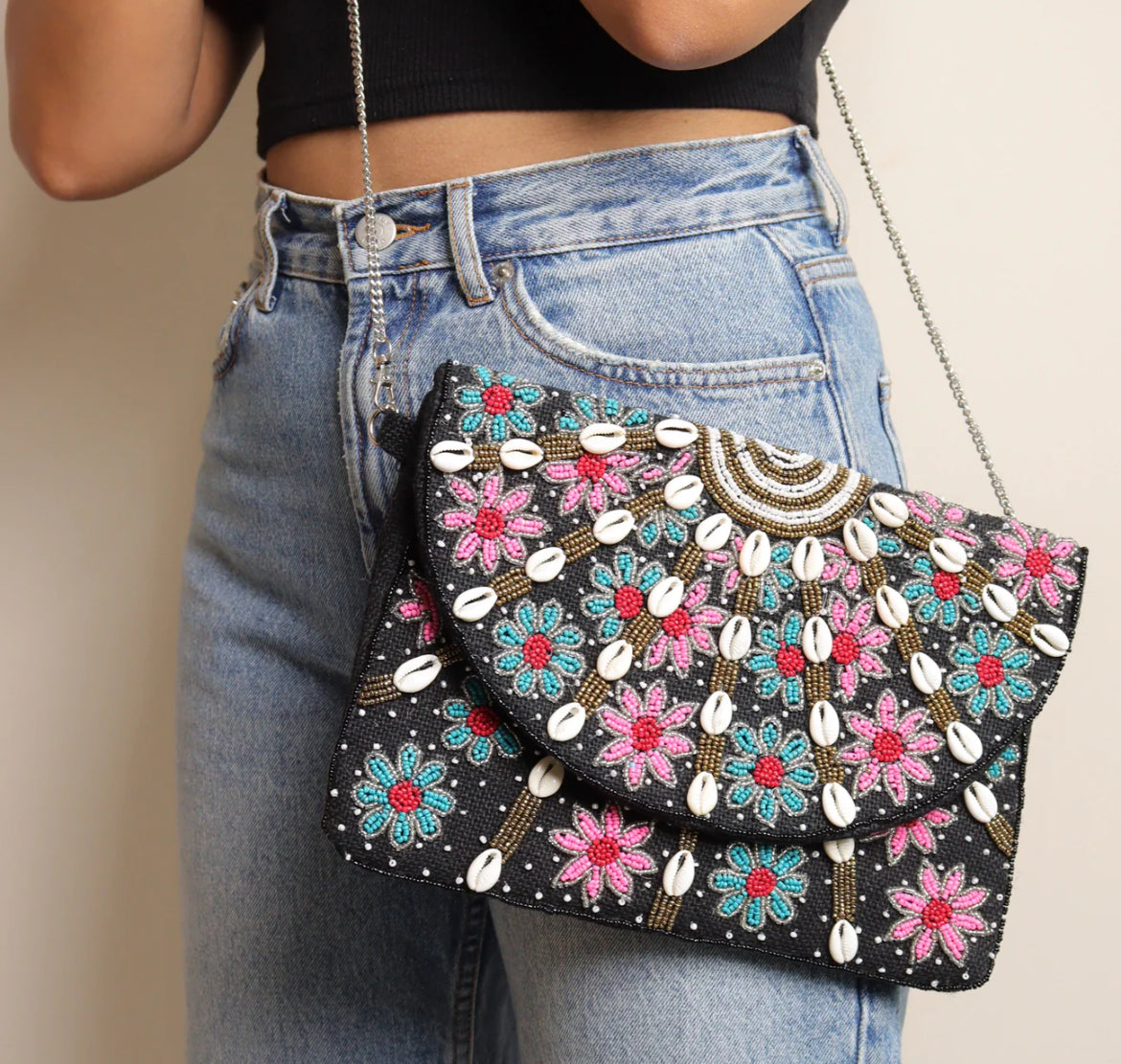 Black Magic|| Hand Embroidered Boho Sling Bag